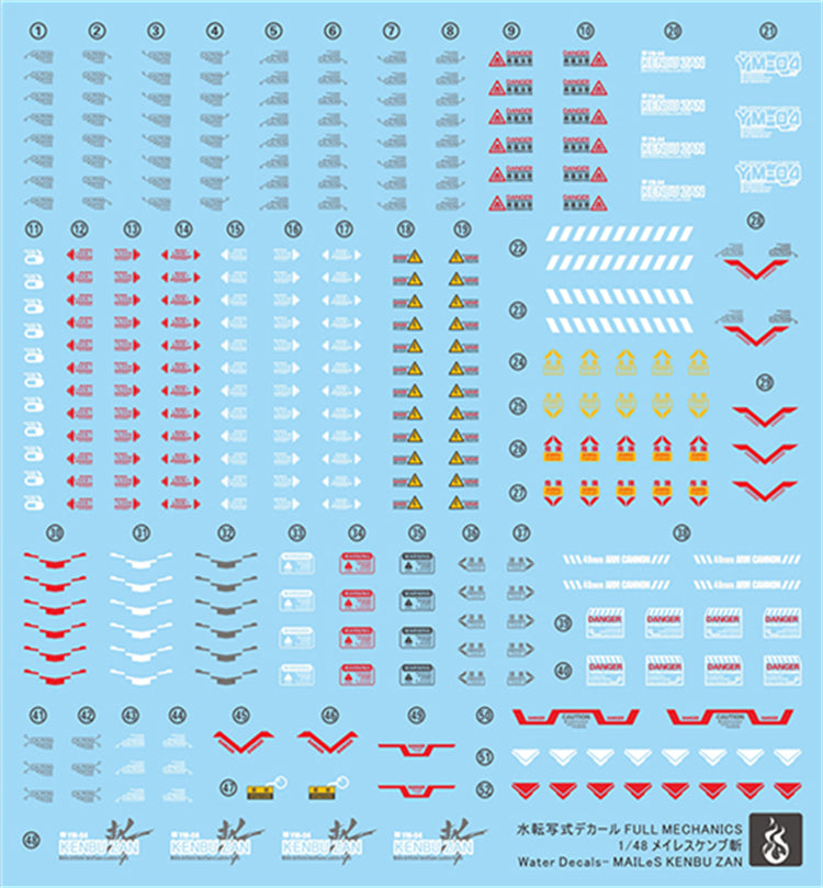 YAN Water Slide Decal For FULL MECHANICS 1/48 MAILeS KENBU