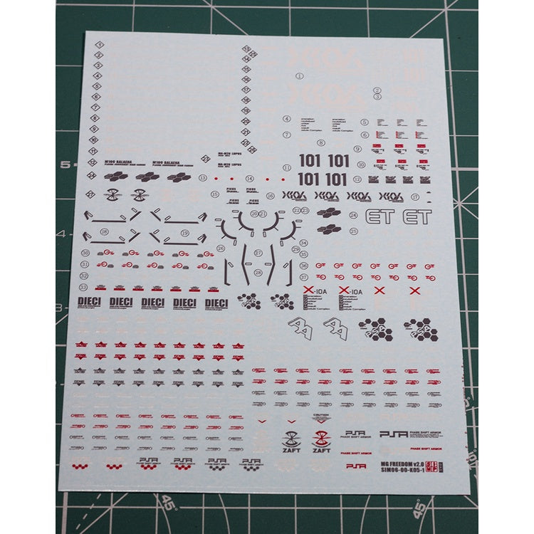 EVO Decals For MG 1/100 ZGMF-X10A Freedom 2.0 Fluorescence