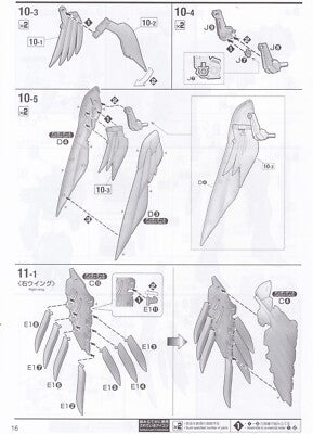 CB BANDAI MG 1/100 WING GUNDAM ZERO EW Ver.Ka Wing Replacement Parts