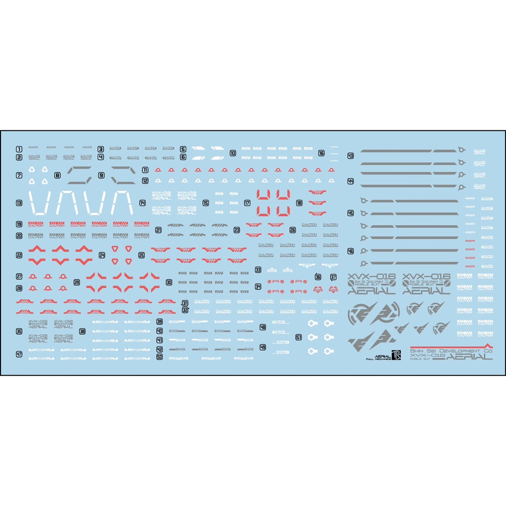 TRS Bandai 1/100 FULL MECHANICS FM AERIAL Gundam water slide decal