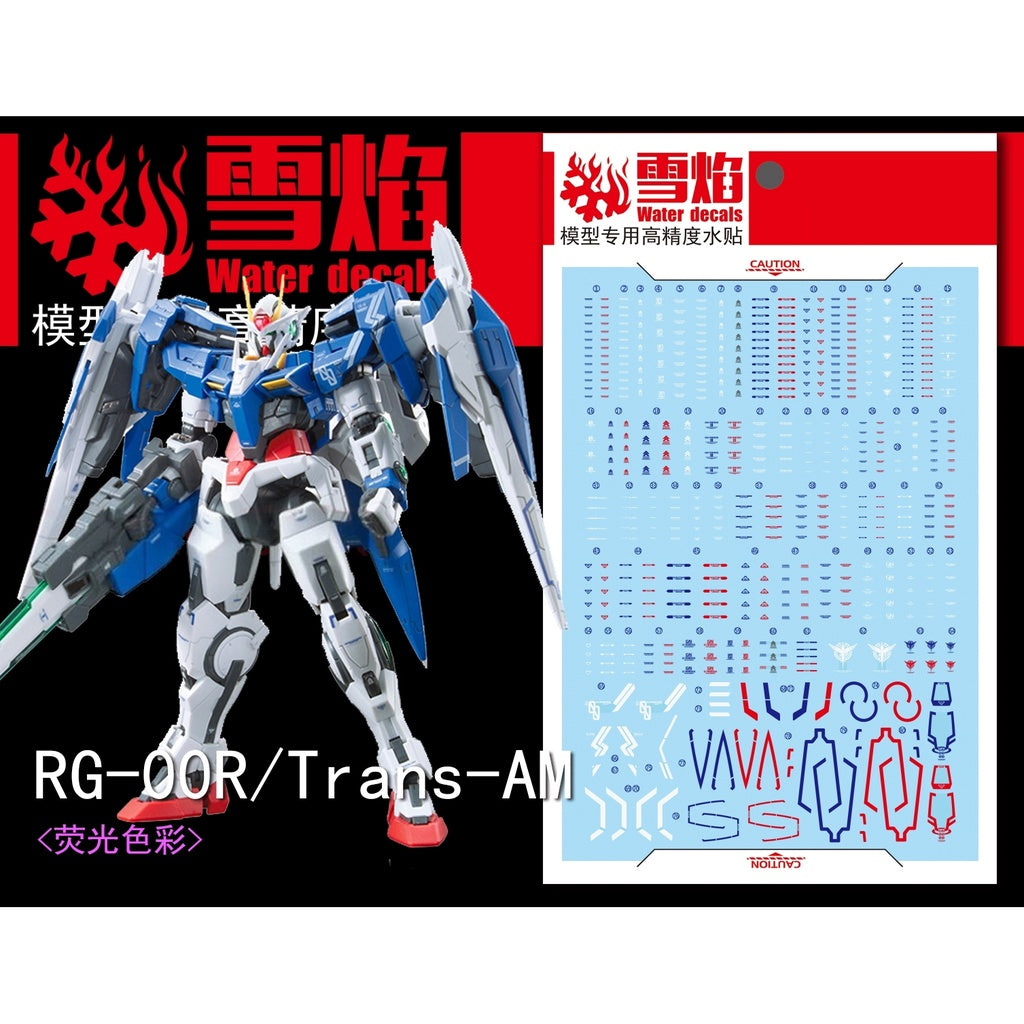Xueyan Decal For RG-18 RG 00 Raiser 00R Trans-AM Blue Red Fluorescence