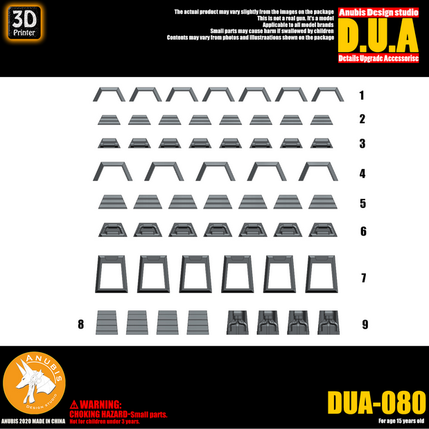 アヌビス DUA080 3Dプリントアドオンディテールパーツ(MG、HG、RGガンダム用)