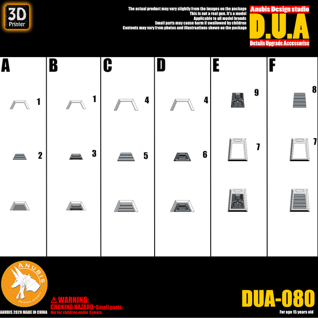 アヌビス DUA080 3Dプリントアドオンディテールパーツ(MG、HG、RGガンダム用)