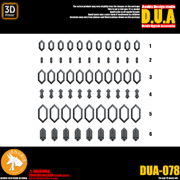 アヌビス DUA078 3Dプリントアドオンディテールパーツ(MG、HG、RGガンダム用)