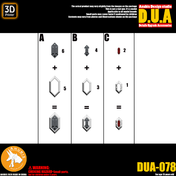 アヌビス DUA078 3Dプリントアドオンディテールパーツ(MG、HG、RGガンダム用)