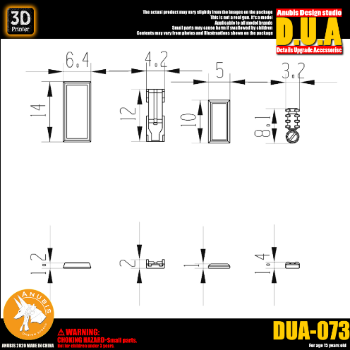 アヌビス DUA073 3Dプリントアドオンディテールパーツ(MG、HG、RGガンダム用)