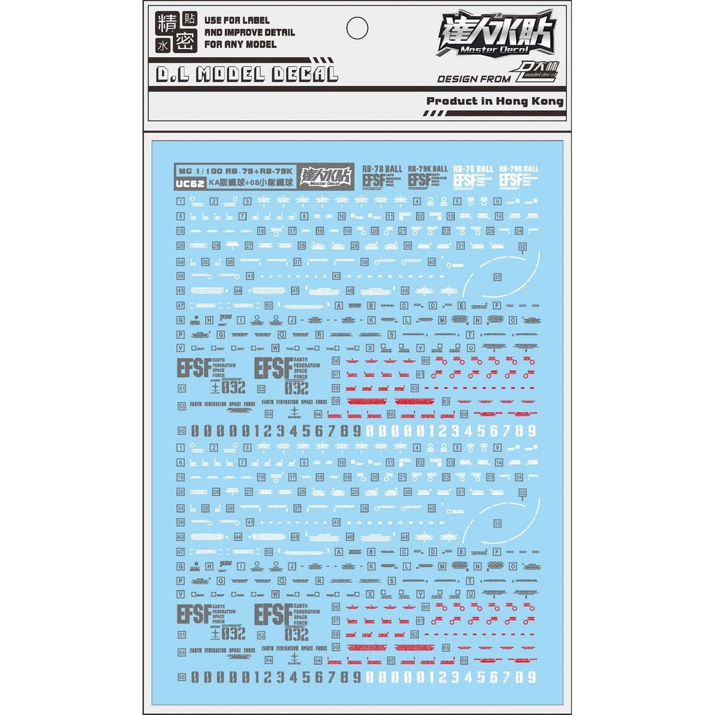 DALIN DL Water Slide Decal For UC62 MG KA BALL 08