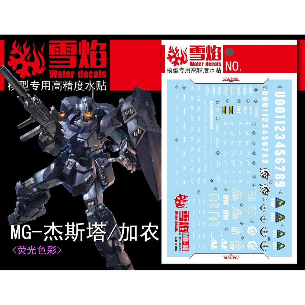 Xueyan Water Slide Decal For MG-71 MG Jesta / Cannon Fluorescence