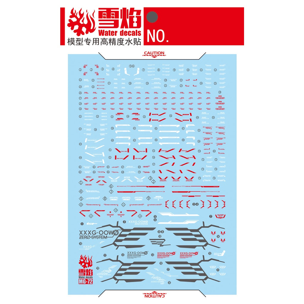 Xueyan Water Slide Decal For MG-72 MG Wing Proto Zero Fluorescence