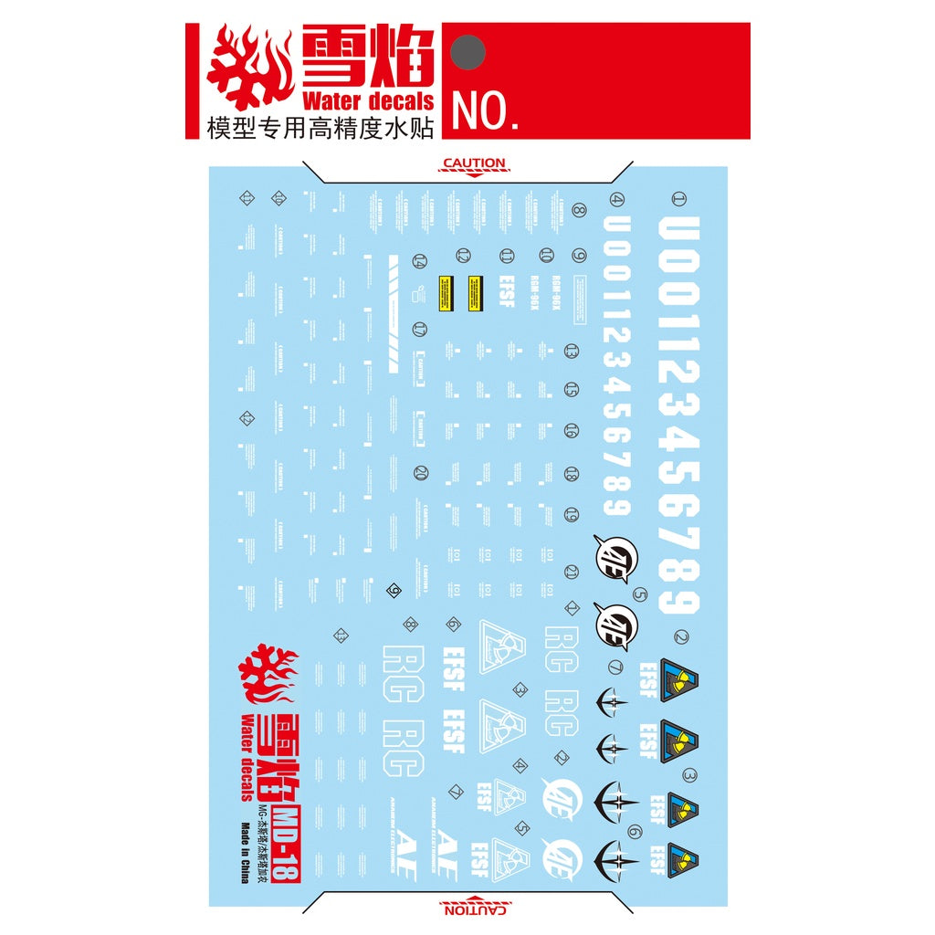 Xueyan Water Slide Decal For MG-71 MG Jesta / Cannon Fluorescence