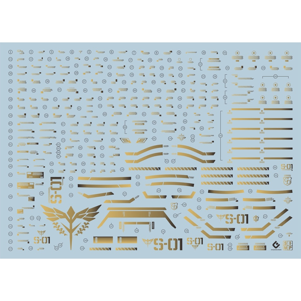 EVO DALIN DL GN10 Water slide Decal For 1/100 TV Cherudim Gundam Decals For MG 1/100 KA SAZABI Fluorescence Gilding