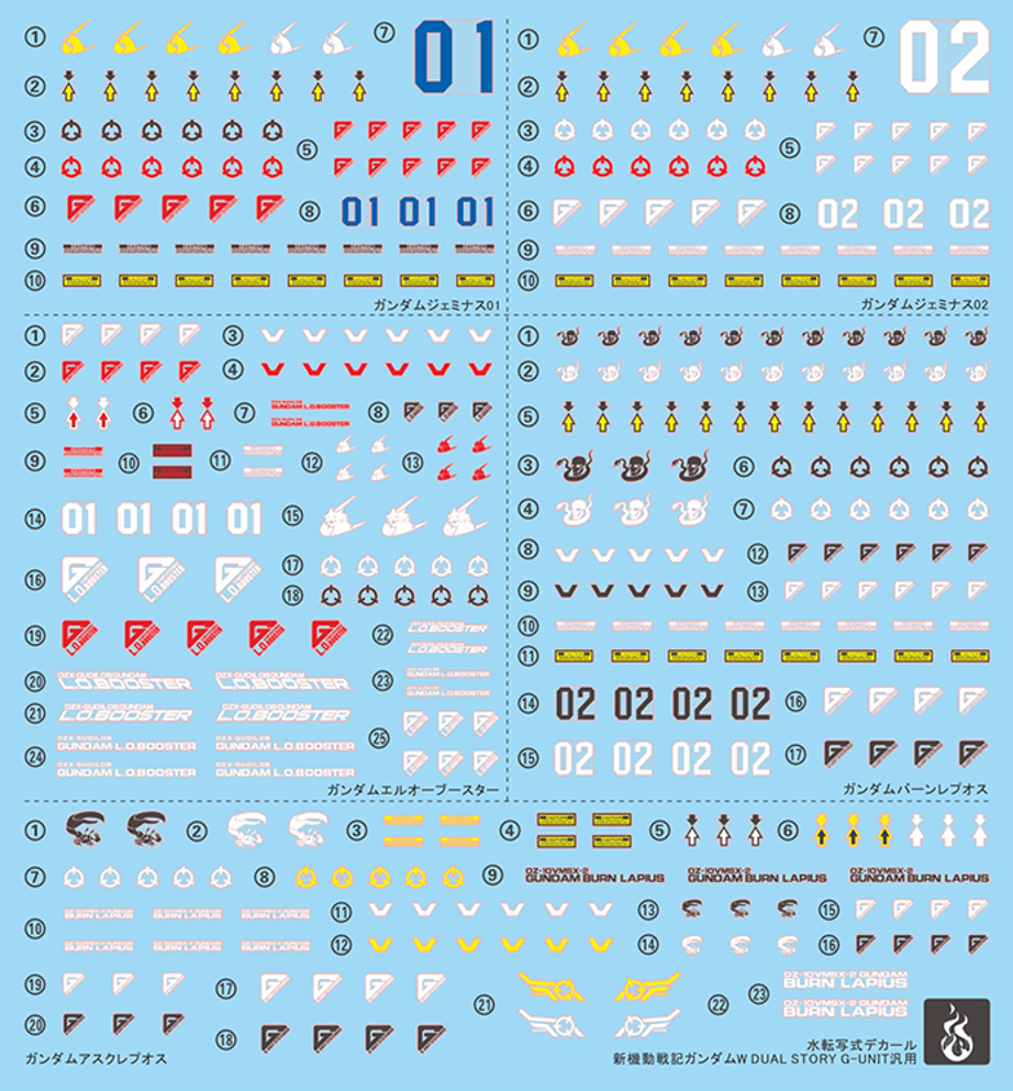 YAN Water Slide Decal For HG Geminass 01 02 04 06 Varguil