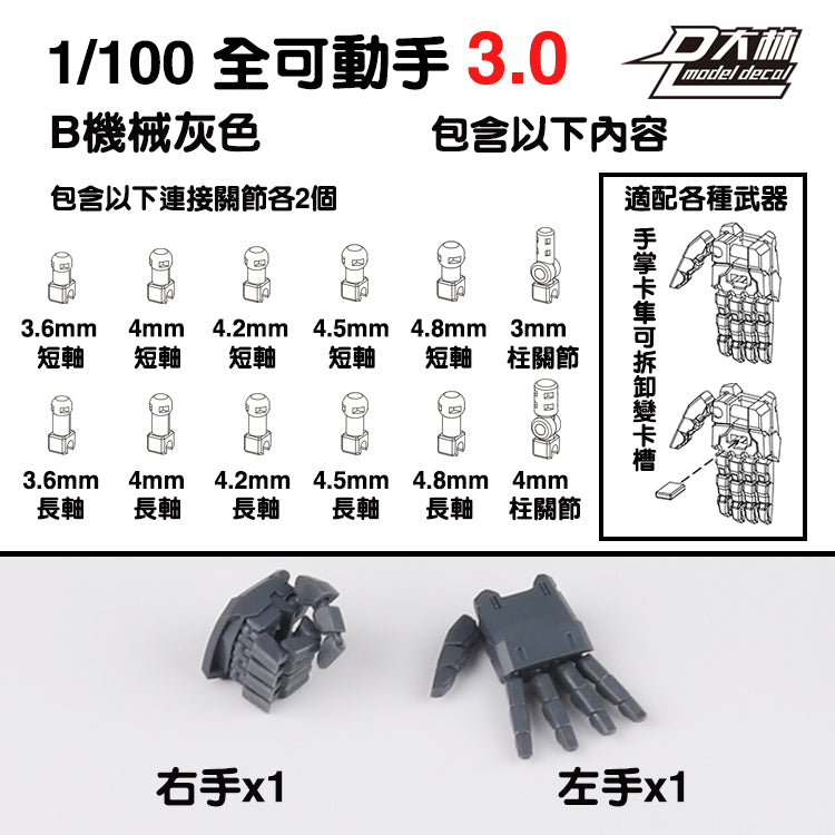MG 1/100 1/144 ユニコーンアストレイ レッドフレーム サザビー Ver.ka用 可動ハンドセット 3.0 モデルアクションフィギュア ビルディングクロー