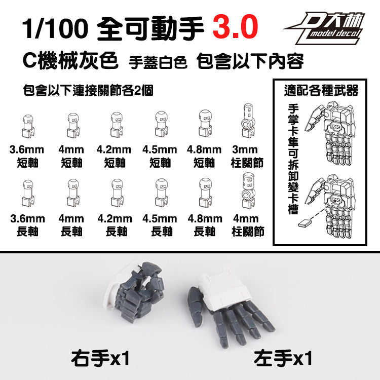 MG 1/100 1/144 ユニコーンアストレイ レッドフレーム サザビー Ver.ka用 可動ハンドセット 3.0 モデルアクションフィギュア ビルディングクロー