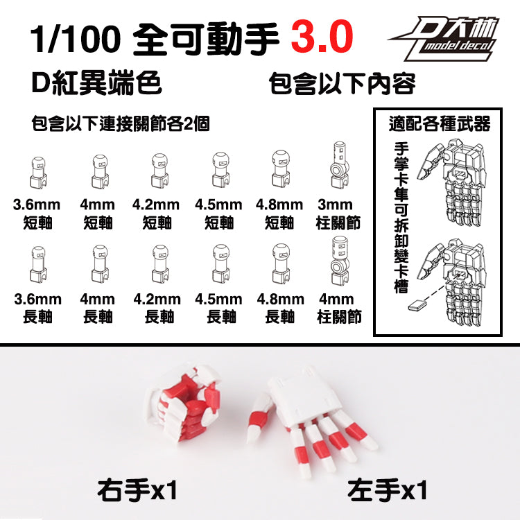 MG 1/100 1/144 ユニコーンアストレイ レッドフレーム サザビー Ver.ka用 可動ハンドセット 3.0 モデルアクションフィギュア ビルディングクロー