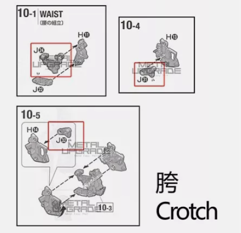 MG 1/100 NARRATIVE J24 J31 J32 Crotch metal modified replace part