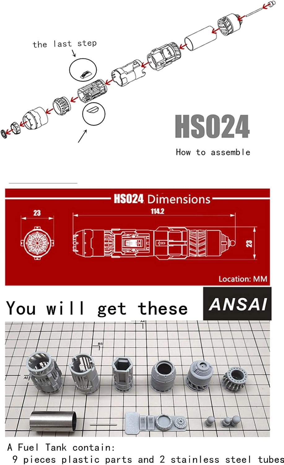 Fuel Tank Kit for HG 1/144 Nightingale MG 1/100 Sazabi ver ka Sinanju Stein