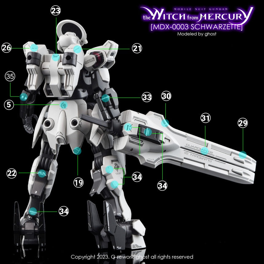 YAN water slide decal GHOST For HG 1/144 TWFM 25 Schwarzette Gundam