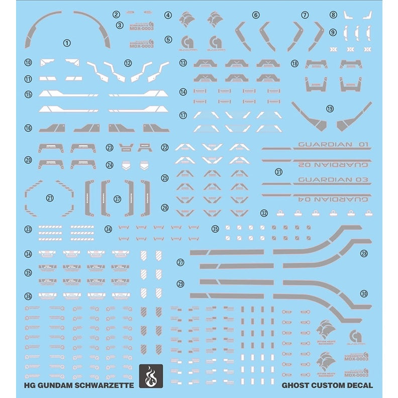 YAN water slide decal GHOST For HG 1/144 TWFM 25 Schwarzette Gundam