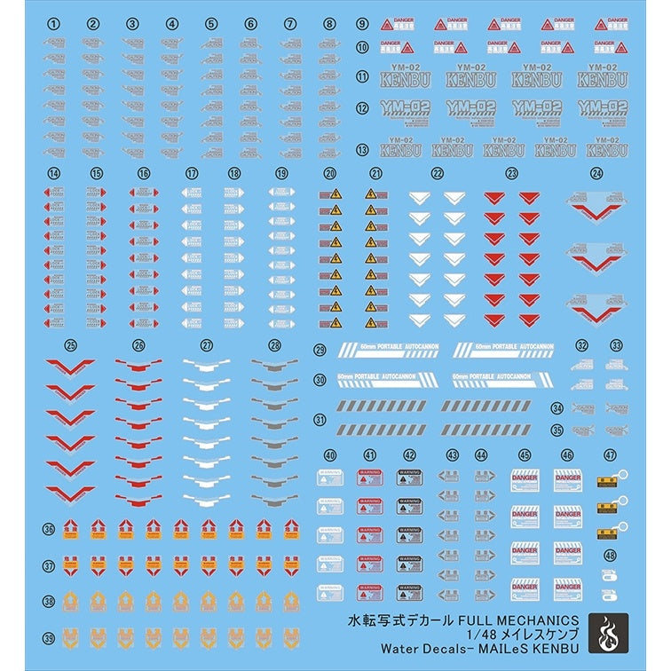 YAN Water Slide Decal For FULL MECHANICS 1/48 MAILeS KENBU