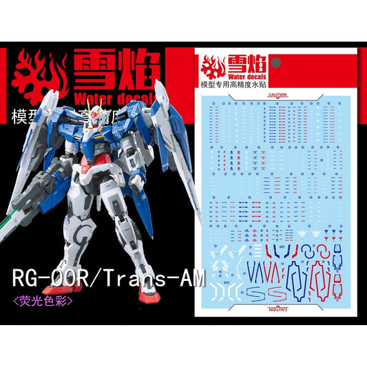 Xueyan Decal For RG-18 RG 00 Raiser 00R  Trans-AM  Blue Red Fluorescence