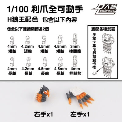 DL Dalin fully movable hands for 1/100 1/144 MG RG HG RX-78-2  Sazabi Strike  Astray Red Frame Unicorn Banshee