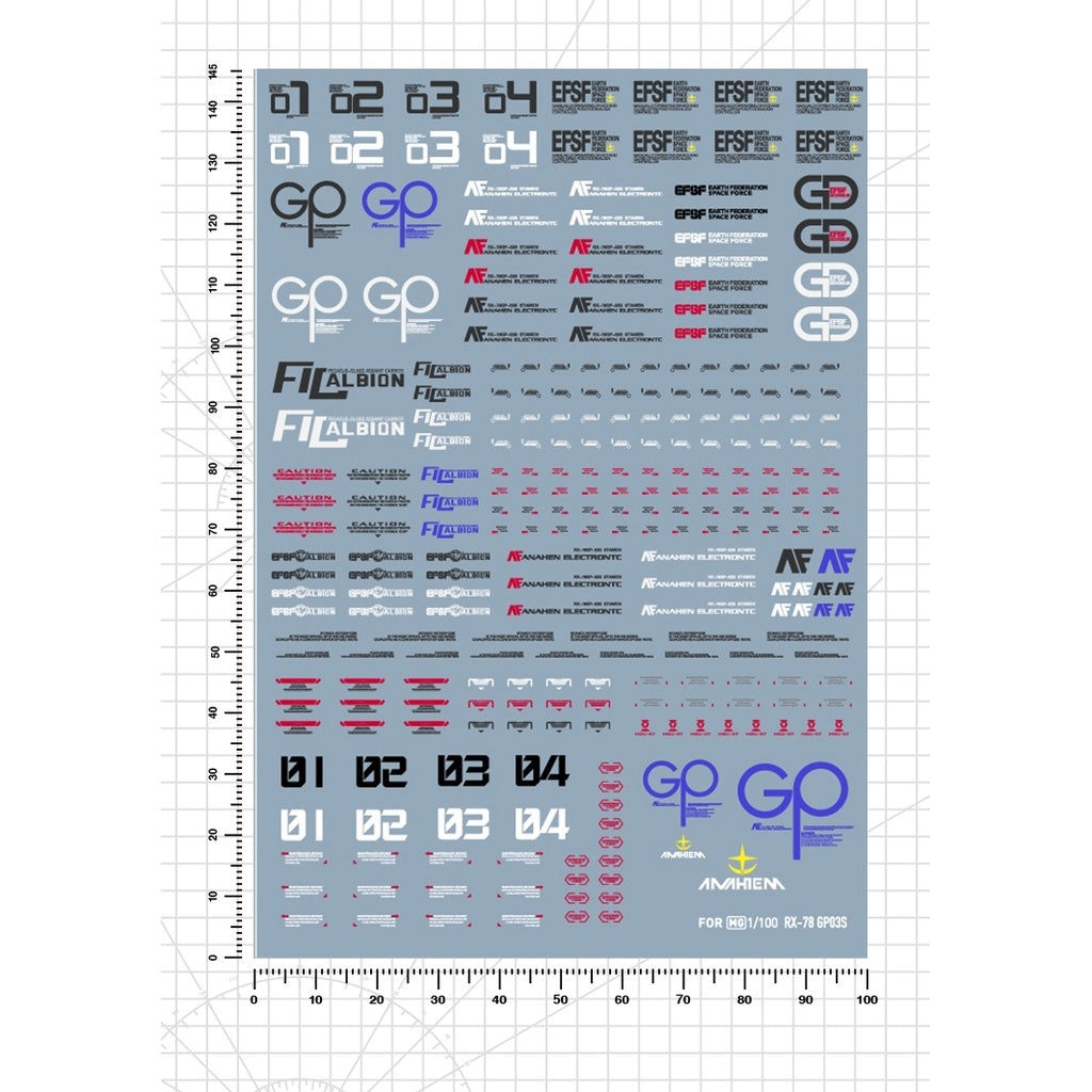 Artisan's Club Slide Decals For MG 1/100 GP03S