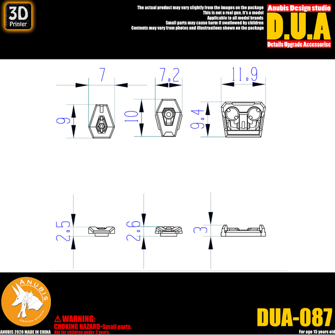 Anubis DUA087 3D Print Addon Detail Parts For MG HG RG Gundam