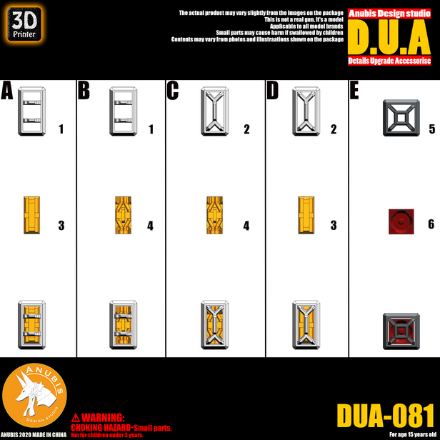 Anubis DUA081 3D Print Addon Detail Parts For MG HG RG Gundam