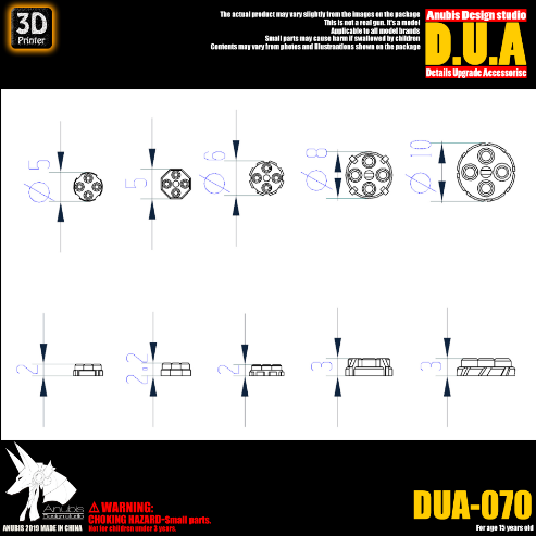 Anubis DUA070 3D Print Addon Detail Parts For MG HG RG Gundam