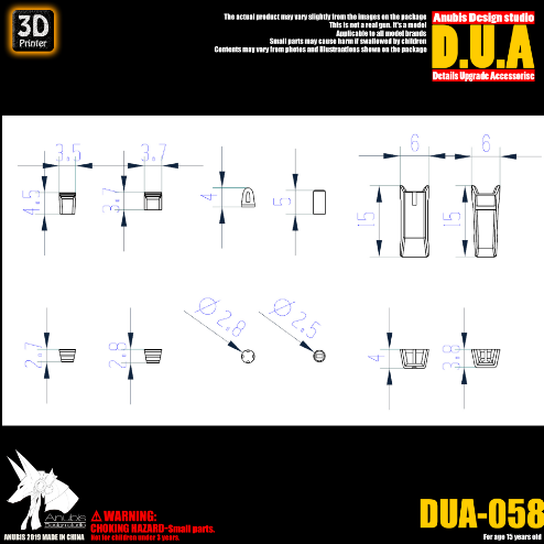 Anubis DUA058 3D Print Addon Detail Parts For MG HG RG Gundam