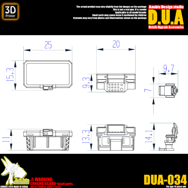 Anubis DUA034 3D Print Addon Detail Parts For MG HG RG Gundam