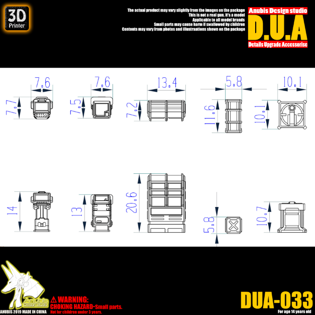 Anubis DUA033 3D Print Addon Detail Parts For MG HG RG Gundam