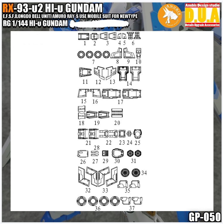 ANUBIS GP050 upgrade parts for RG RX-93-2 Hi nu gundam Hi-v Free gift antenna