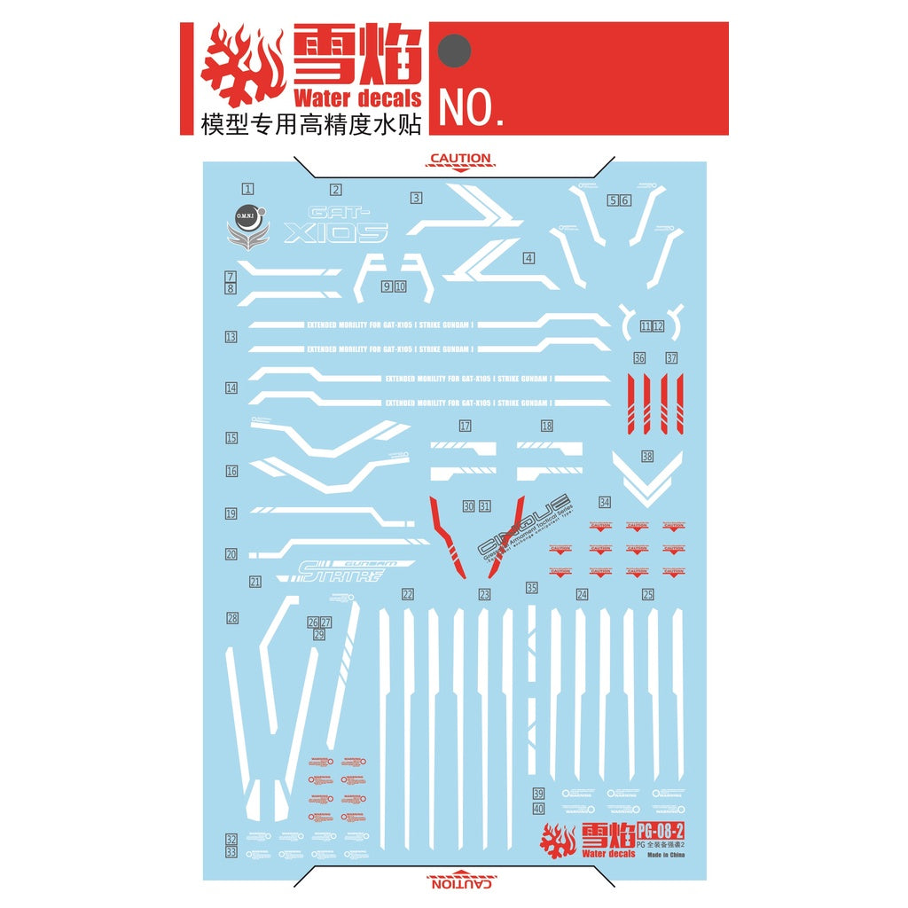 Xueyan Water Slide Decal For PG 1/60 Perfectibility Strike Fluorescence