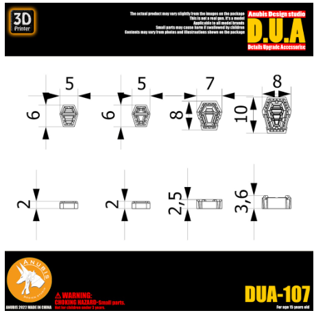 Anubis DUA107 3D Print Addon Detail Parts For MG HG RG Gundam