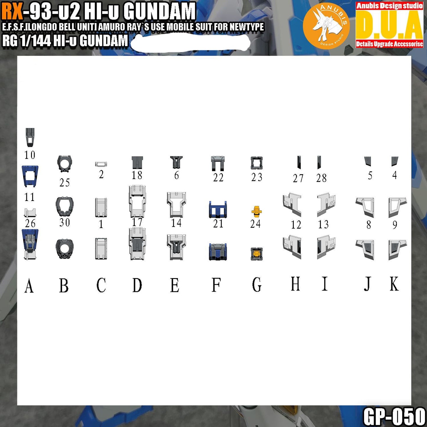 ANUBIS GP050 upgrade parts for RG RX-93-2 Hi nu gundam Hi-v Free gift antenna