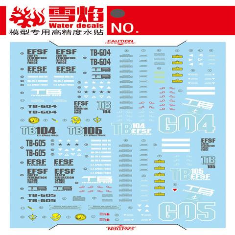 Xueyan Water Slide Decal For MG 1/100 RX-78-4 RX-78-5 Fluorescence