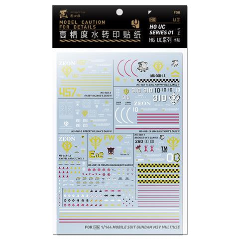 Artisan's Club Slide Decals For HGUC Series 01 MSV Zaku