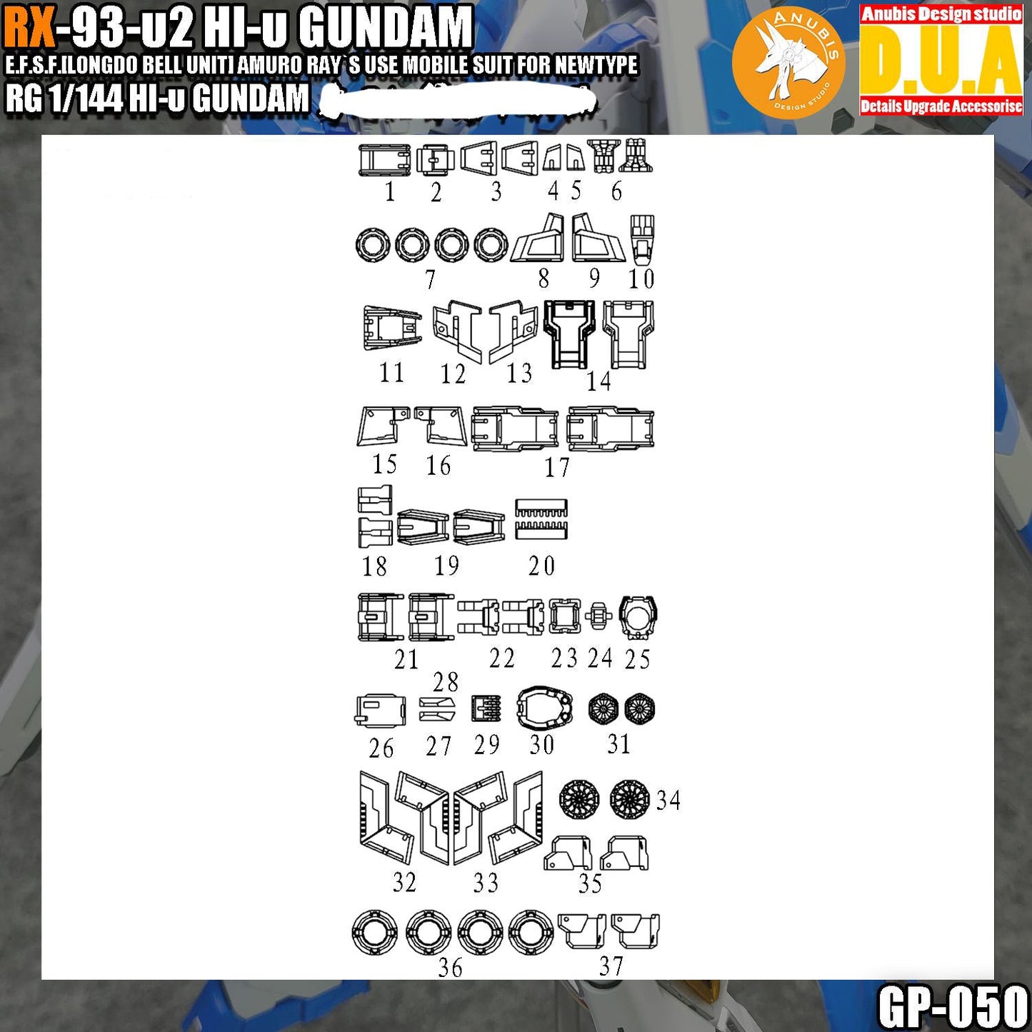 ANUBIS GP050 upgrade parts for RG RX-93-2 Hi nu gundam Hi-v Free gift antenna