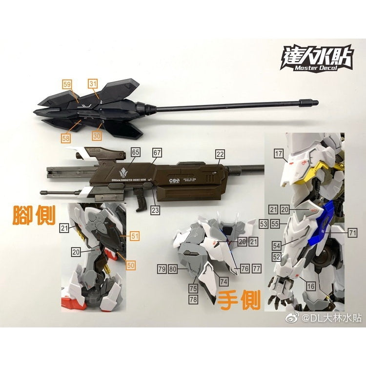 DALIN DL GN10 Water slide Decal For 1/100 TV Cherudim Gundam Decal UC63 For 8818 MG Barbatos