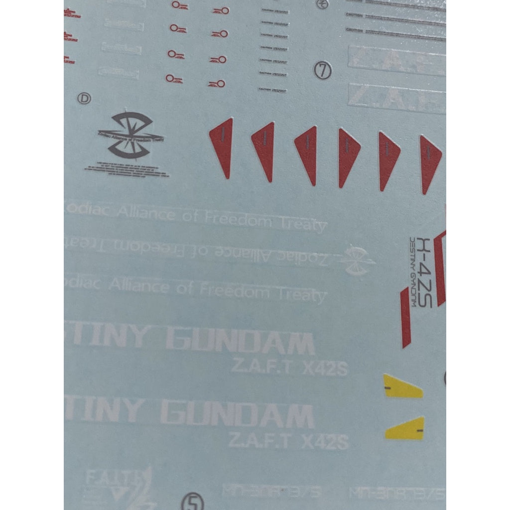 Xueyan Water Slide Decal For MG 1/100 DESTINY Gundam Fluorescence