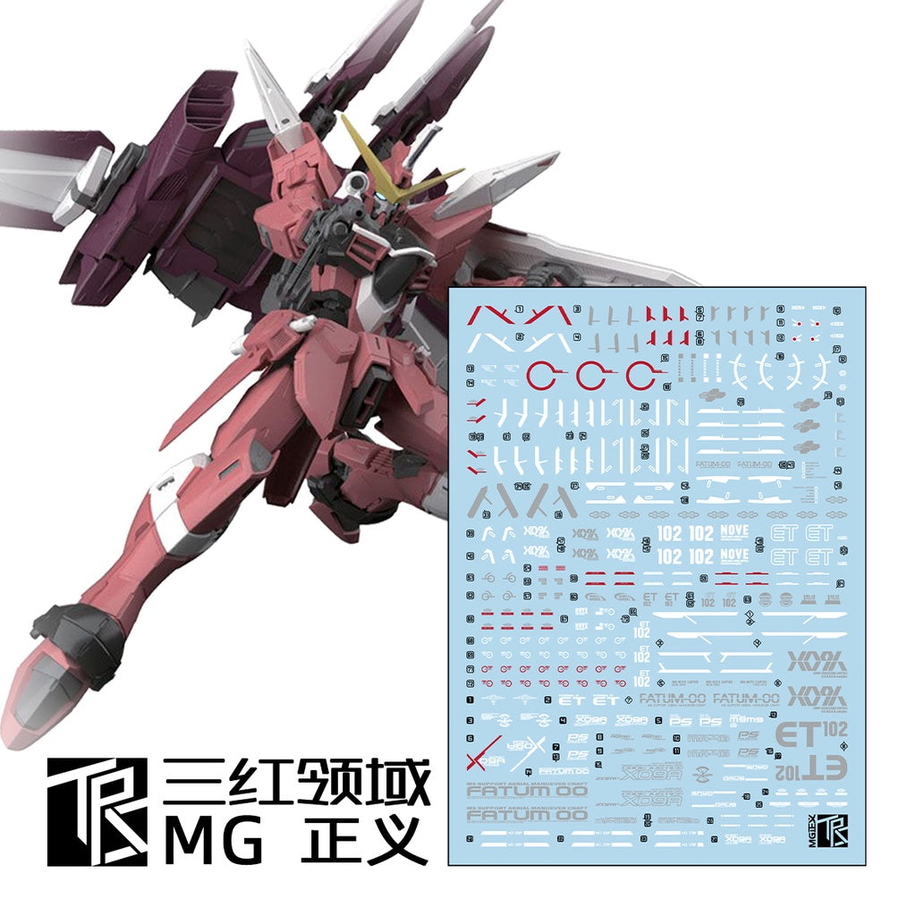 Three Red TRS Slide Decals For MG Justice Gundam