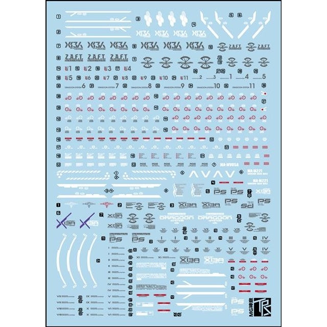 Three Red TRS Slide Decals For MG Providence Gundam