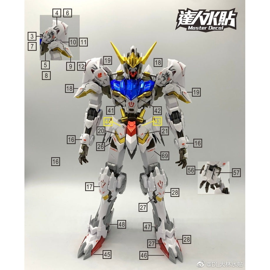 DALIN DL GN10 Water slide Decal For 1/100 TV Cherudim Gundam Decal UC63 For 8818 MG Barbatos