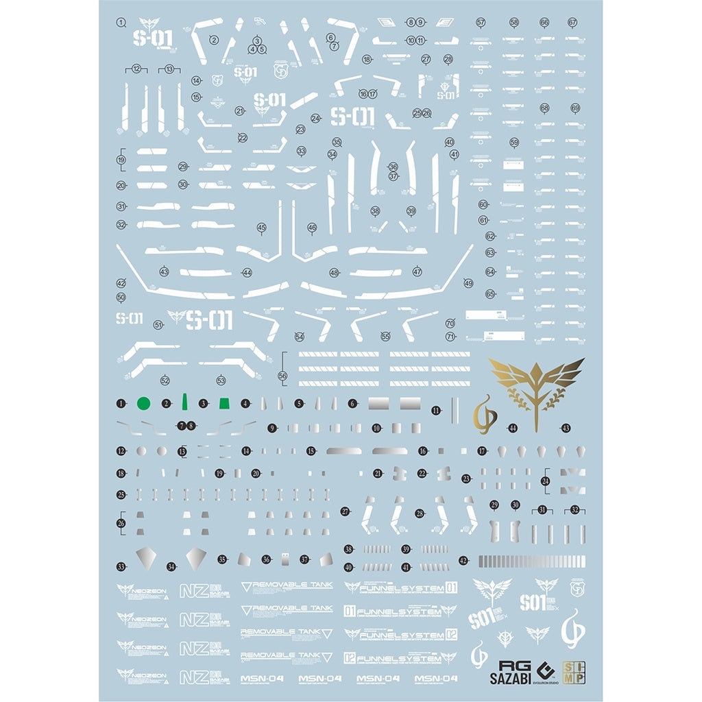 EVO DALIN DL GN10 Water slide Decal For 1/100 TV Cherudim Gundam Decals For RG 1/144 SAZABI