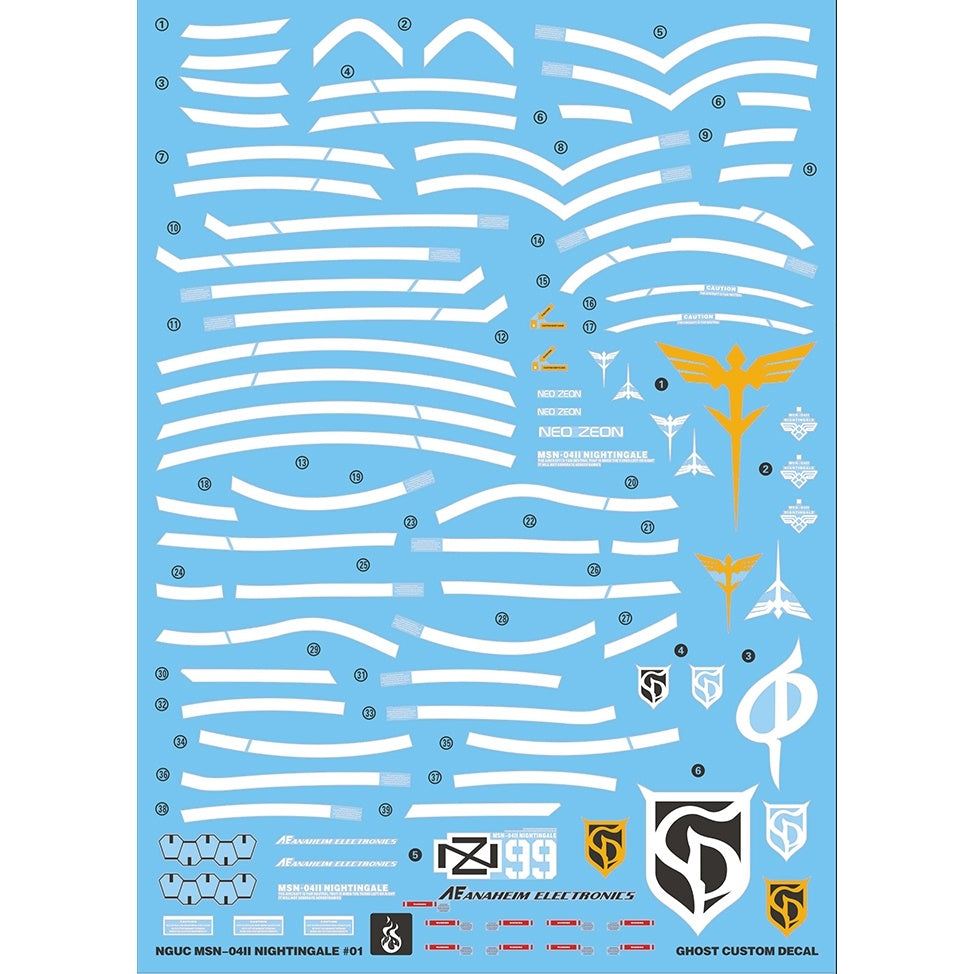 YAN Water Slide Decal For GHOST HGUC 1/144 Nightingale