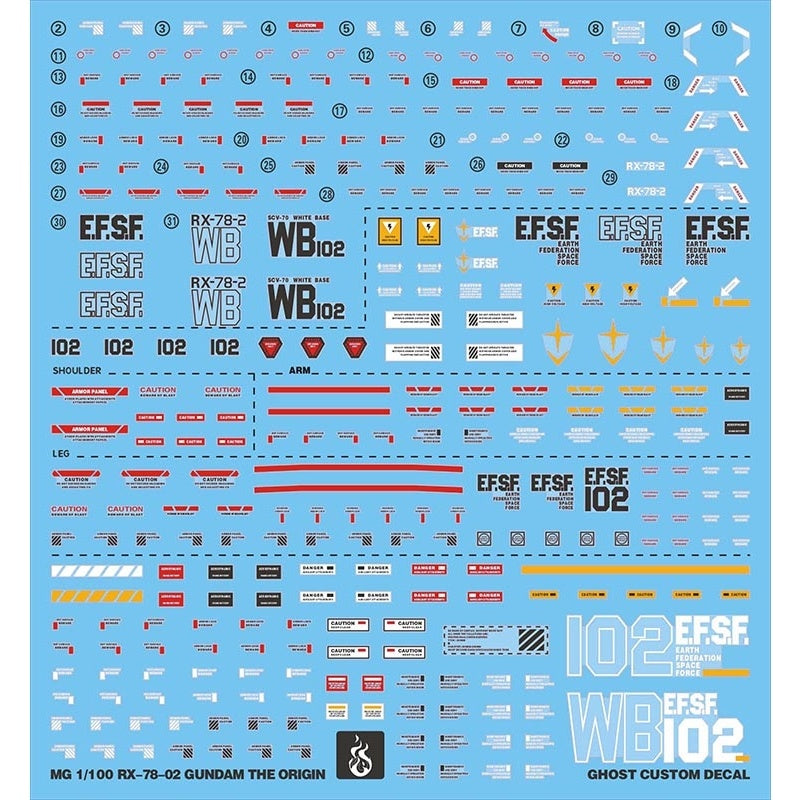 YAN Water Slide Decal For GHOST MG RX 78-2 GTO 78 Gundam