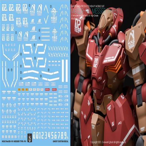 YAN Water Slide Decal For GHOST HGUC HG Me02R-F01 MESSER TYPE F01