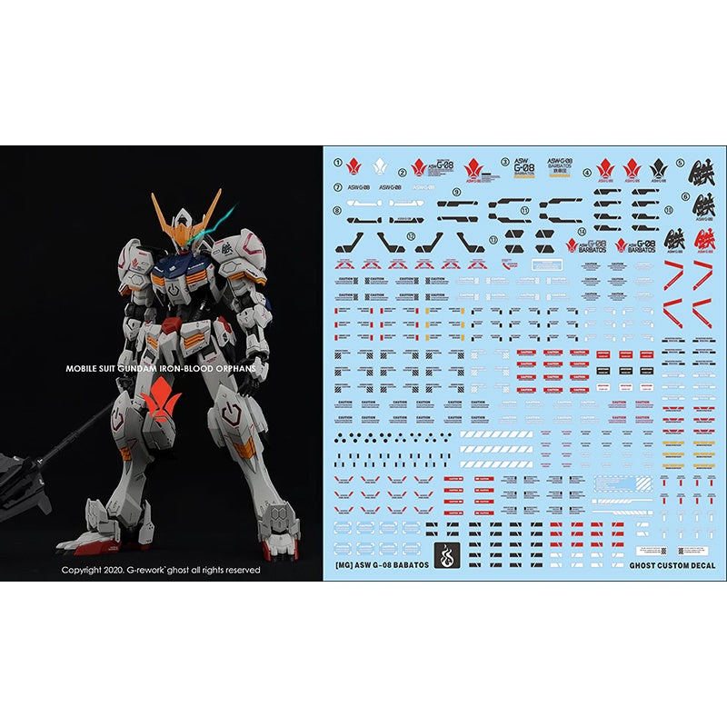 YAN Water Slide Decal For GHOST Mg Barbatos 1/100 Gundam 4th Form